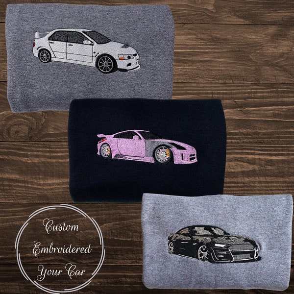 Custom Embroidered Car Hoodie, Car Photo Embroidered, Custom Car Hoodie, Classic Cars Embroidered, Anniversary Gifts For Men, Car Lover Gift