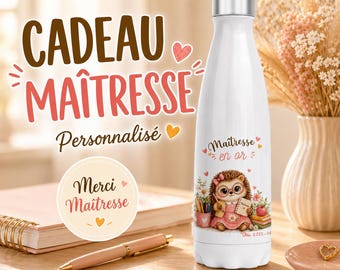 Personalized Teacher Water Bottle, End-of-Year Teacher Gift, Teaching Assistant Gift, Nanny Gift, Personalized Insulated Thank You Teacher Bottle