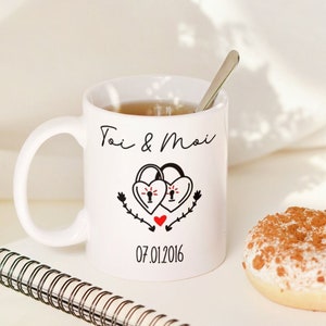 Personalized ceramic mug, Valentine&#39;s Day gift, wedding mug, couple gift