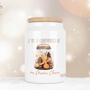 pot en céramique personnalisé, pot à biscuits, pot à chocolat personnalisé, pot à bonbons, cadeau nounou, mamie, cadeau de noël personnalisé