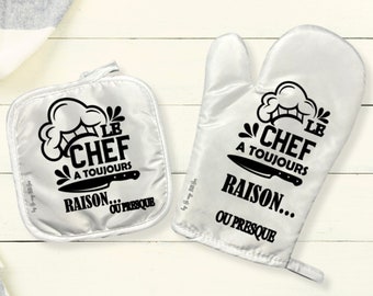 glove and potholder to personalize, model the chef is always right