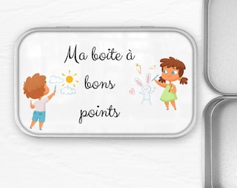 Boîte à Bons Points Métallique Personnalisée 'Hugo' - 2,7x9,7x6,2cm - UDC Lire Et Dire