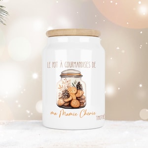pot en céramique personnalisé, pot à biscuits, pot à chocolat personnalisé, pot à bonbons, cadeau nounou, mamie, cadeau de noël personnalisé