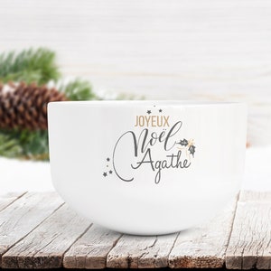 Personalized ceramic bowl, breakfast bowl, Christmas gift idea