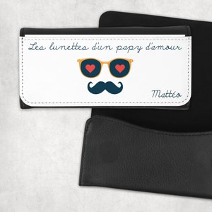 Boîtier à lunettes rigide personnalisé avec lingette, cadeau grand père, cadeau papa, cadeau homme personnalisé