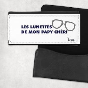 Boîtier à lunettes rigide personnalisé avec lingette, cadeau grand père, cadeau papa, cadeau homme personnalisé