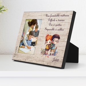 Cadre photo personnalisé en bois, cadeau maitresse, maitre, fin d'année scolaire