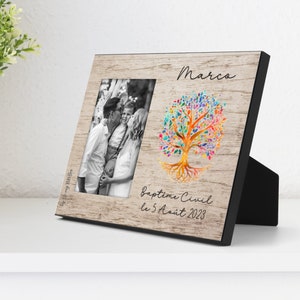 Personalized wooden photo frame, birth gift, frame to stand or hang