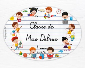 Targa per porta del maestro Oumaître, regalo insegnante, atsem, regalo di fine anno scolastico, regalo personalizzato