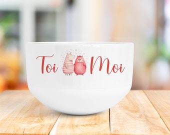 Bol en céramique personnalisé, bol à chocolat, bol couple, cadeau saint valentin