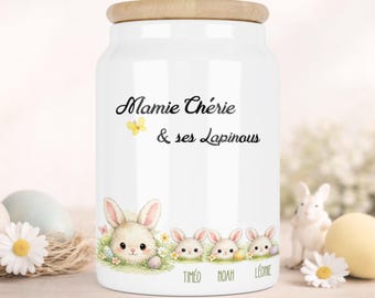 Personalized ceramic jar with bamboo lid | Candy or chocolate jar | Easter decoration