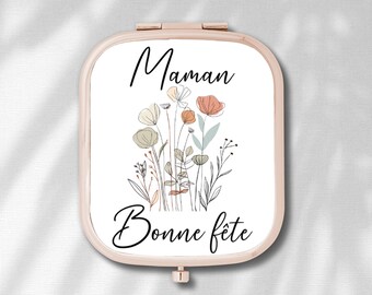 Miroir de Poche Personnalisés en Métal, cadeau fête des méres, cadeau mamie, cadeau maitresse