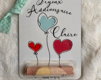 carte d'anniversaire, carte anniversaire en bois, carte-cadeau billet personnalisé, cadeau anniversaire, Carte de révélation surprise