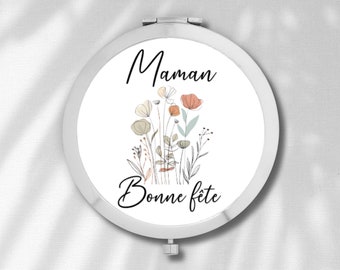 Miroir de Poche Personnalisés en Métal, cadeau fête des méres, cadeau mamie, cadeau maitresse