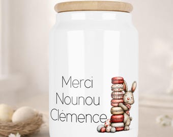 Personalized ceramic jar with bamboo lid | Candy or chocolate jar | Easter decoration