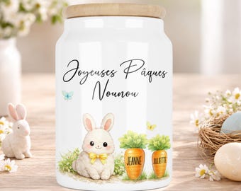 Personalized ceramic jar with bamboo lid | Candy or chocolate jar | Easter decoration