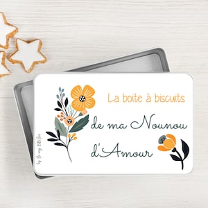 Personalized cookie box, nanny gift, personalized mistress gift, Grandmother&#39;s Day gift, personalized metal box