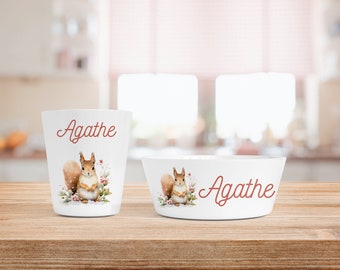 Personalized children&#39;s bowl and cup with first name - independence gift - baby tableware set - personalized kids bowl & cup - French gift
