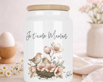 Personalized ceramic jar with bamboo lid | Candy or chocolate jar | Easter decoration