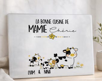 Personalized glass cutting board, gift for mom or grandma