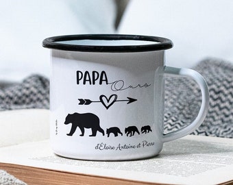 Mug papa, mug personnalisé fête des pères, mug vintage, mug émaillé
