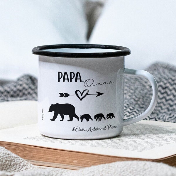 Mug papa, mug personnalisé fête des pères, mug vintage, mug émaillé