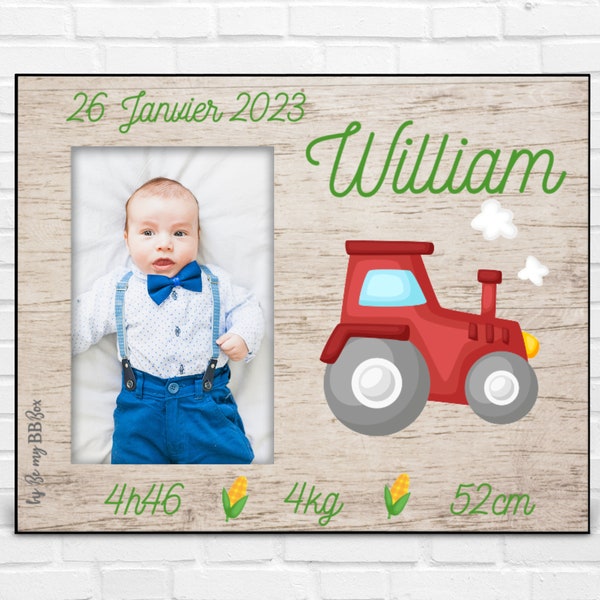 Personalized wooden photo frame, birth gift, child photo frame, customizable frame