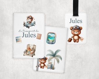 Personalized children's passport holder and/or matching luggage tag – Gift for travel, birth, birthday, summer camp, holidays