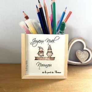 Customizable wooden pencil pot, personalized Christmas gift, personalized pencil pot, Christmas gift idea
