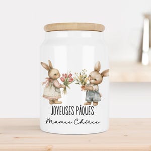 pot en céramique personnalisé, pot à biscuits, pot à chocolats personnalisé, pot à bonbons, cadeau nounou, cadeau mamie