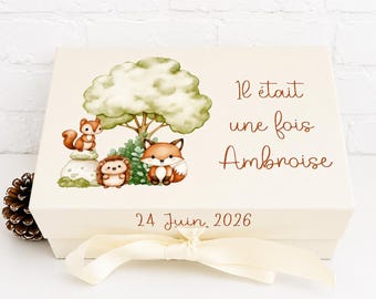 Keepsake box, gift for a birth, birthday, baby shower, christening, etc. - fox design