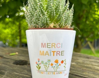 Cache pot personnalisé, pot fleurs personnalisé en céramique, cadeau fête des mères