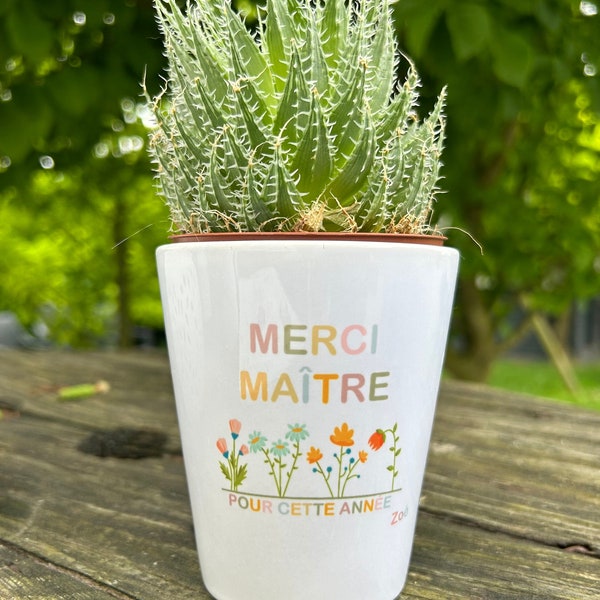 Cache pot personnalisé, pot fleurs personnalisé en céramique, cadeau fête des mères