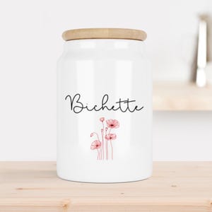 pot en céramique personnalisé, pot à biscuits, pot à chocolats personnalisé, pot à bonbons, cadeau nounou, cadeau mamie