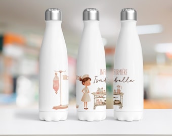 Personalized 500ml insulated water bottle, customizable with a theme for nurses, caregivers, and medical staff.