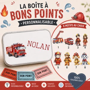 Personalisierte Belohnungsbox für Feuerwehrleute | Belohnung für Kinder | Personalisierte Metallbox | Schulmotivation | Geschenk für Jungen