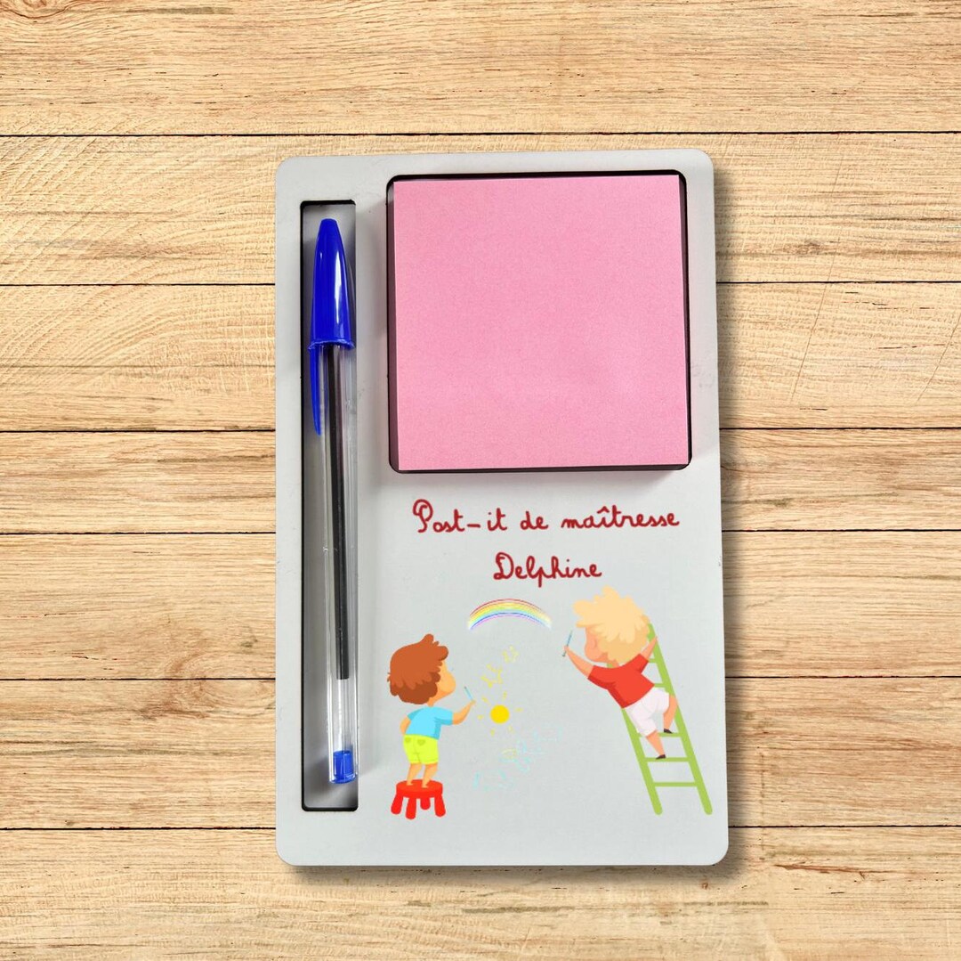 Support à post-it Maîtresse + Prénom