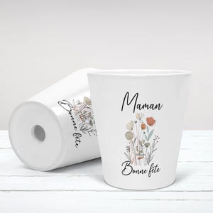 Cache-Pots en Céramique Blanc Personnalisables, pot de fleurs personnalisé, pot à plante. Cadeau fête des mères,  fête des grands mères