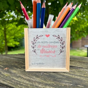 Personalized wooden pencil holder, Pencil holder, Teacher pencil holder, Wooden desk accessory
