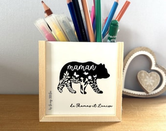 Customizable wooden pencil holder