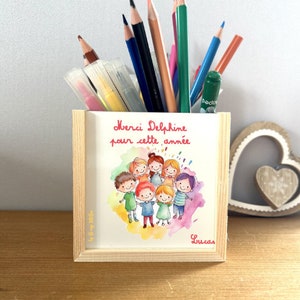 Portalápices de madera personalizable, regalo de maestro, maestra, niñera, atsem