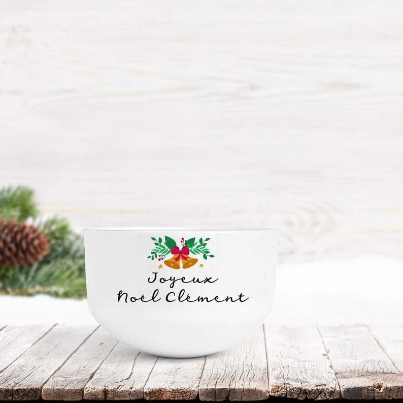 Personalized ceramic bowl, breakfast bowl, Christmas gift idea image 1