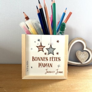 Customizable wooden pencil holder, personalized Christmas gift, personalized pencil holder, Christmas gift idea
