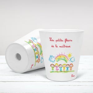 Cache-Pots en Céramique Blanc Personnalisables, pot de fleurs personnalisé, pot à plante. Cadeau maitresse, cadeau nounou