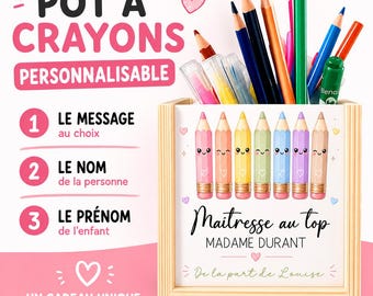 Personalized pencil holder for teacher | End-of-year school gift | Gift for teaching assistant, nanny, or teacher