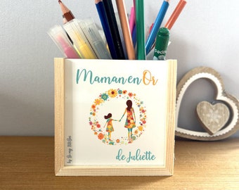 Customizable wooden pencil holder