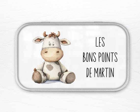Boîte à Bons Points Métallique 'Léo' – UDC Lire Et Dire – Personnalisée 2,7 X 9,7 X 6,2 Cm