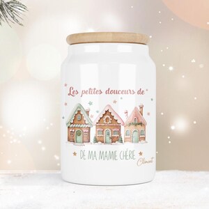 pot en céramique personnalisé, pot à biscuits, pot à chocolat personnalisé, pot à bonbons, cadeau nounou, mamie, cadeau de noël personnalisé