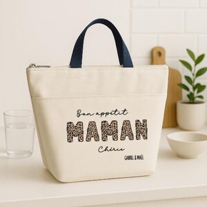 Lunch bag isotherme personnalisé léopard – Cadeau maîtresse, ATSEM, nounou, maman – Fête des mères, fin d'année scolaire