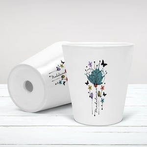 Macetas de cerámica blanca personalizables, macetas personalizadas, maceteros. Regalo para el Día de la Madre y el Día de la Abuela.